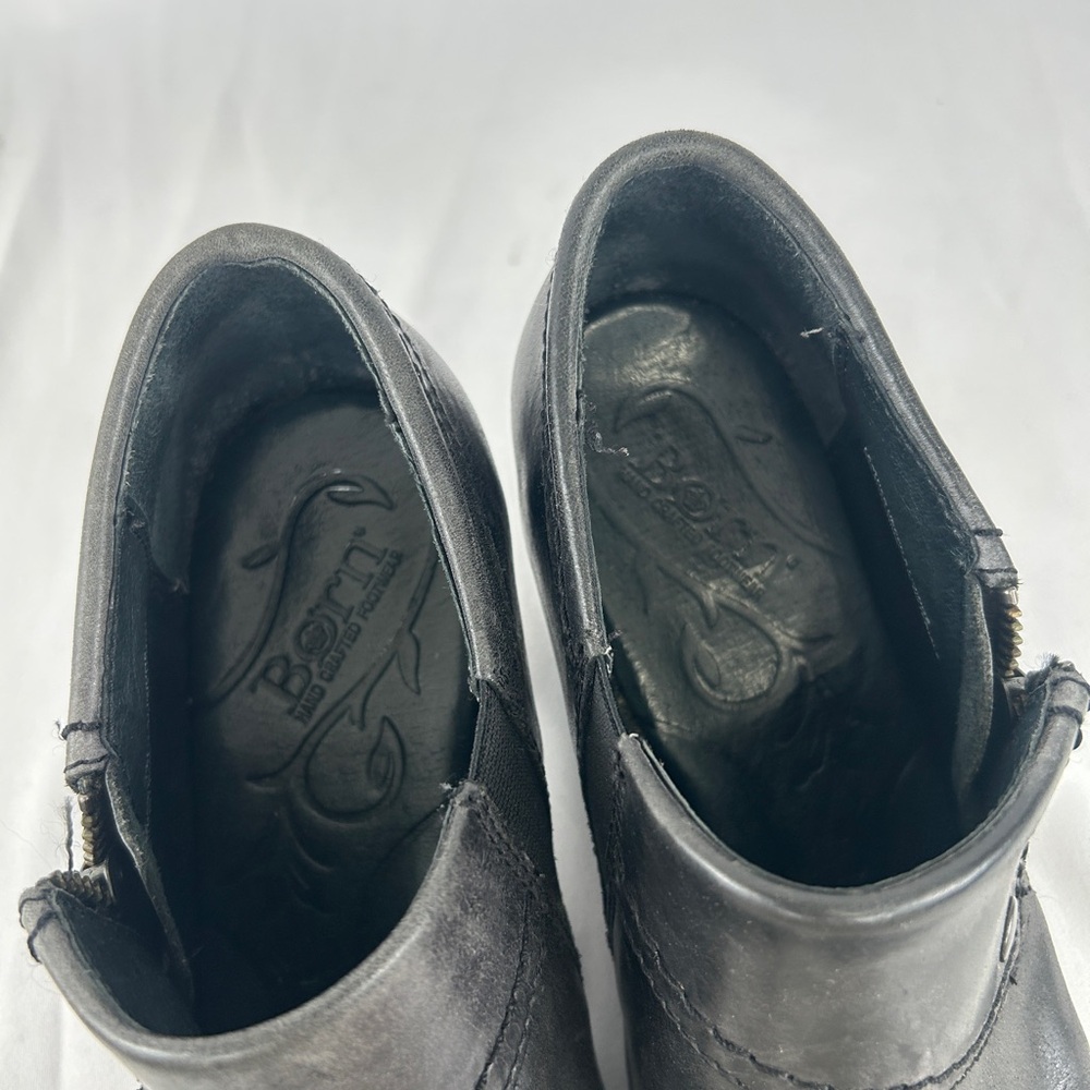 Born Black Genuine Heeled Booties with Fold & Zipper Design - Picture 3 of 8